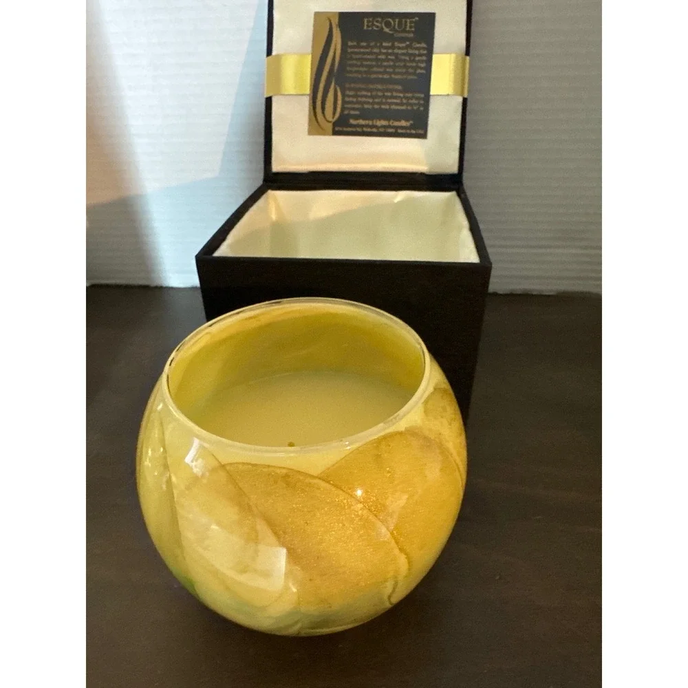 Esque by Northern Lights Candles Hand Created Wax Art Glass Candle in Box Yellow